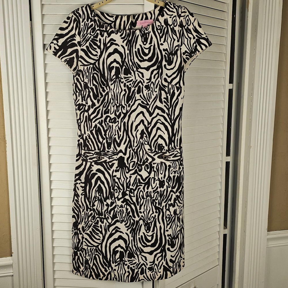 Lilly Pulitzer Womens Cameo White Full Entourage Zebra Print Layton Dress XXS